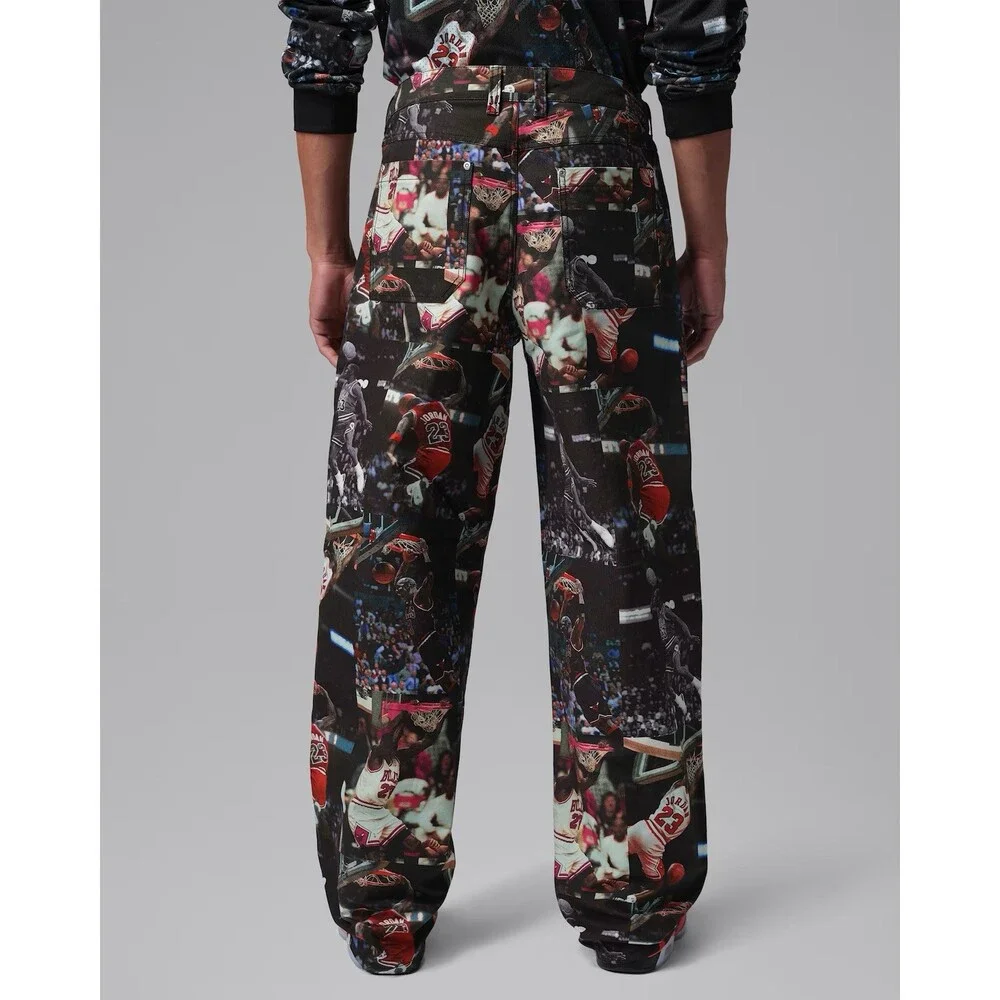 Nike Jordan Flight All Over Print Woven Pants Black Sail Men’s Sz 32 IQ5238-010